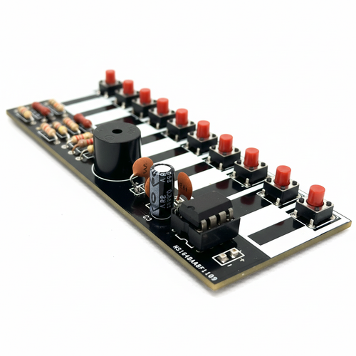 Detalle de componentes electrónicos del kit de piano