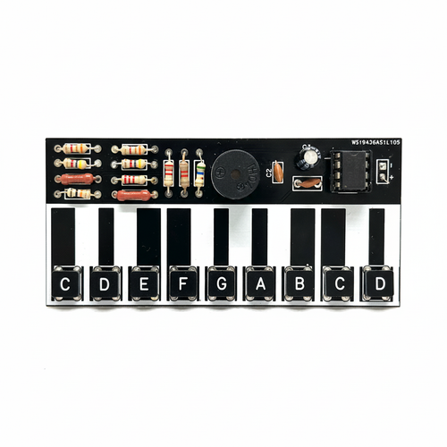 Kit Piano Electrónico de 9 teclas con botones rojos y componentes